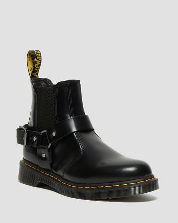 Dr Martens Wincox Smooth Læder Chelsea Støvler Herre Sort | DK 499ILH